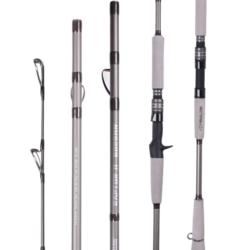 Caña de Pescar Mavllos RaptorII para Agua Salada, Punta de Carbono M, Señuelo 80-250g, Línea 20-50LB, Caña de Pescar Giratoria para Atún