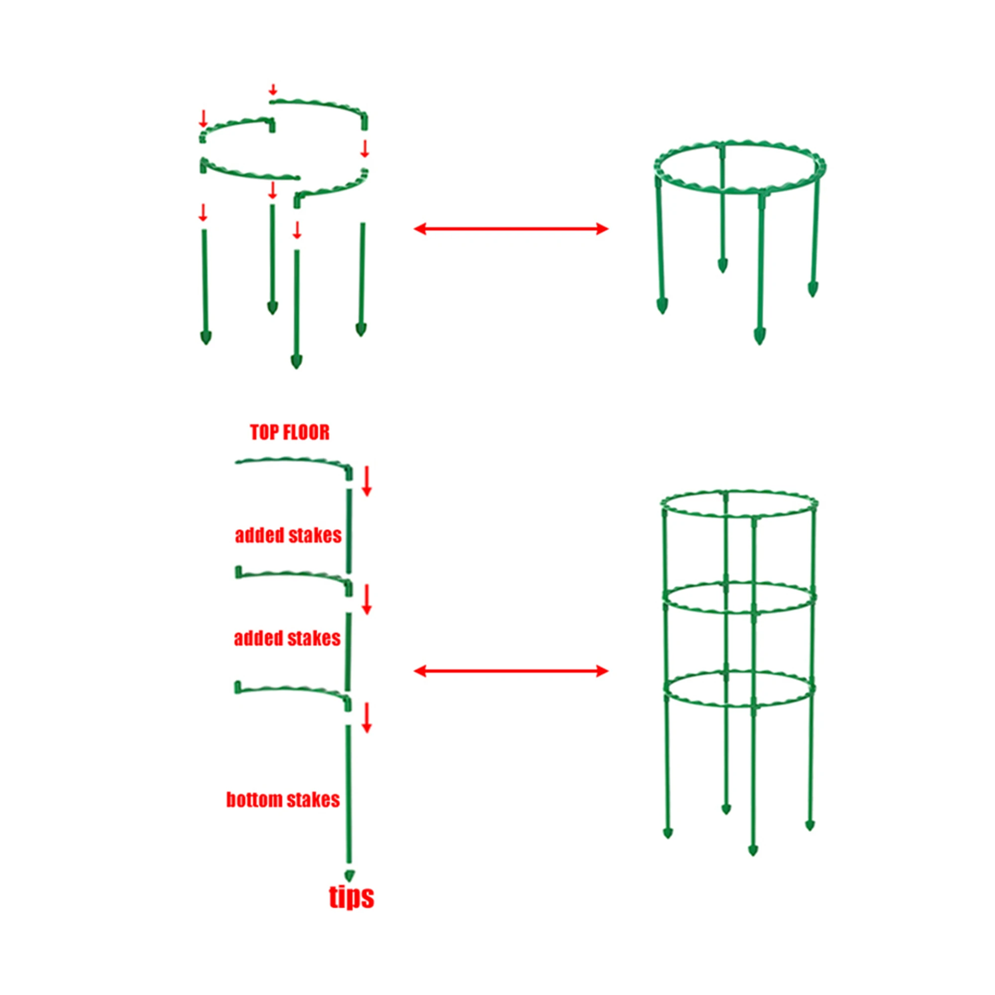 Soporte de plástico para plantas de vid, columna de soporte para plantas en maceta, flor, tomate, pila de soporte, vid, marco de escalada, 25/40/55/70/85cm