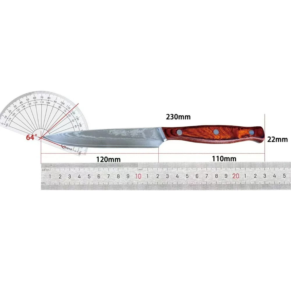 Cuchillo para carne de acero damasco de 67 capas, forjado VG10, cuchillo para frutas, cuchillo multiusos de cocina, cuchillo de cocina afilado de alta dureza, 1 unidad