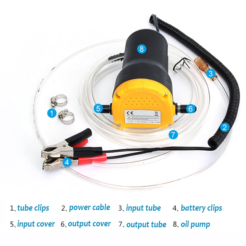 Bomba de aceite de motor de coche, Extractor de sumidero de fluido diésel eléctrico de 12V, bomba de transferencia de combustible con tubos para barco y motocicleta
