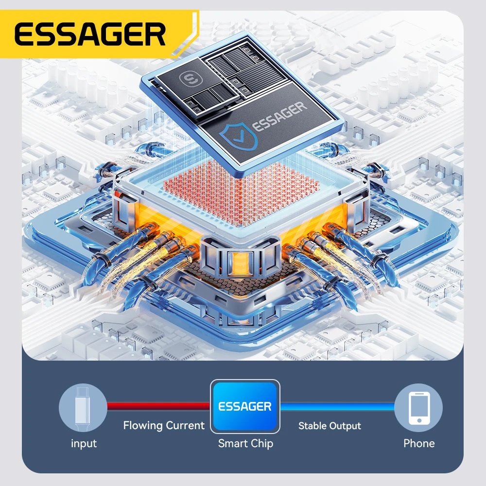 Essager 120W cable de datos de pantalla digital PD Super Flash carga 6A para Xiaomi 14Pro Redmi K70 POCO X6 3Pro IPhone15 LED