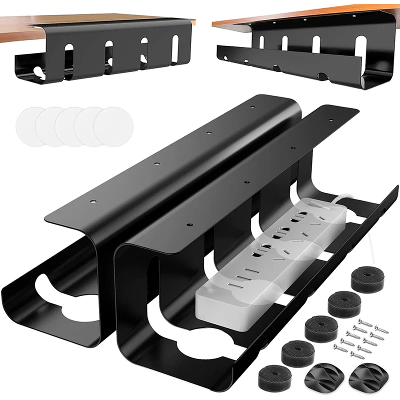 Bandeja Organizadora de Cables para Debajo del Escritorio, Bandeja de Acero para Gestión de Cables sin Perforaciones con Organizador de Cables y Organizador de Cables para Escritorio