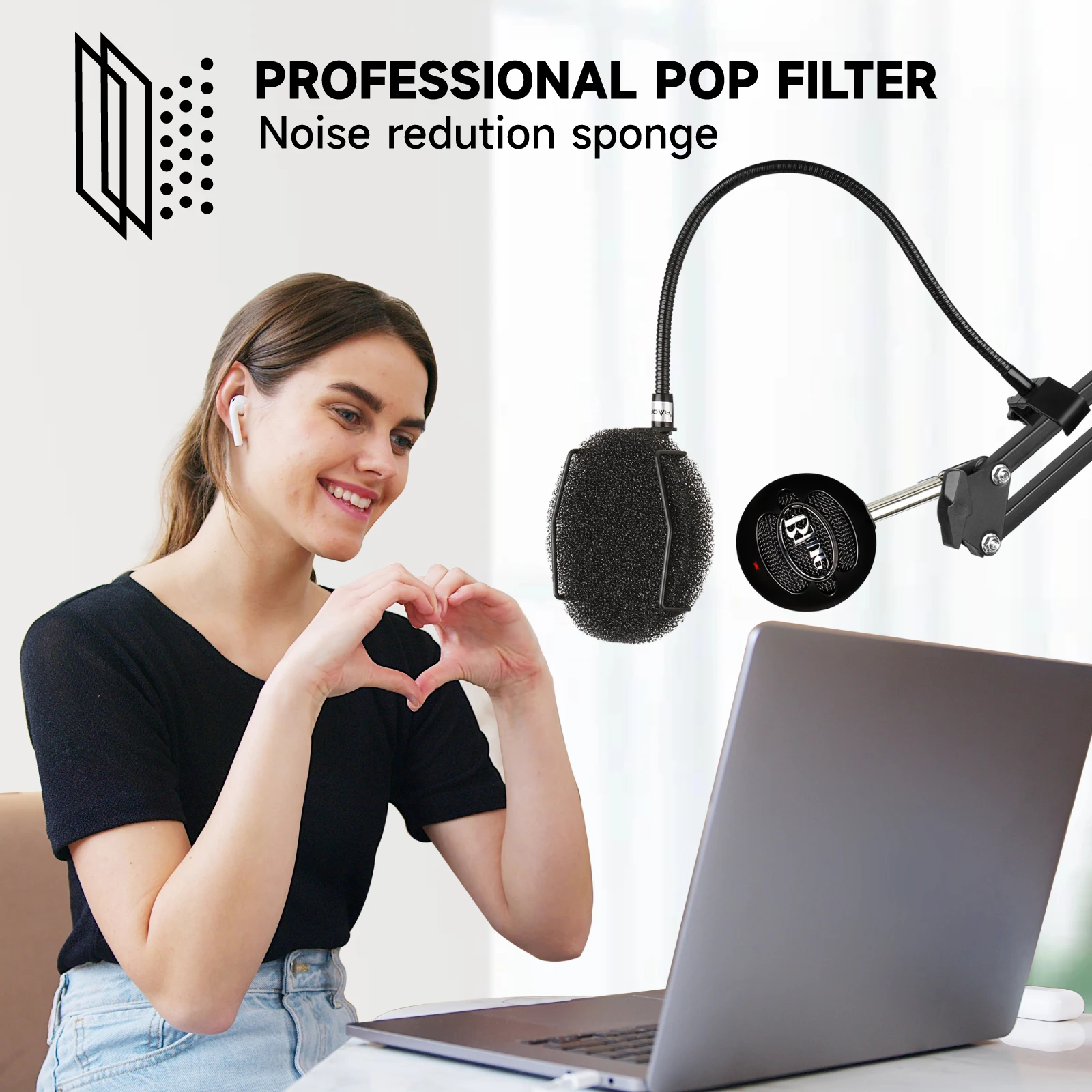 Filtro Pop de micrófono de alta calidad, protector de filtro Pop de Metal, filtro Pop de parabrisas para micrófono USB, micrófono de Podcast