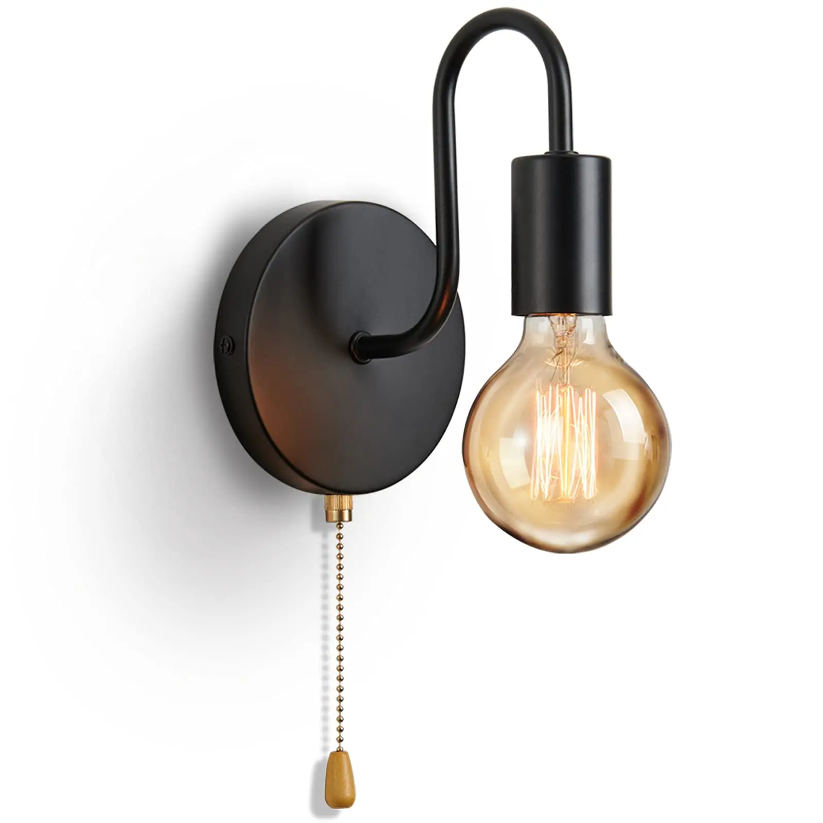 Lámpara de pared Industrial nórdica, hierro negro E27, iluminación interior, mesita de noche, baño, dormitorio, candelabro, accesorio de iluminación de pared Decoración