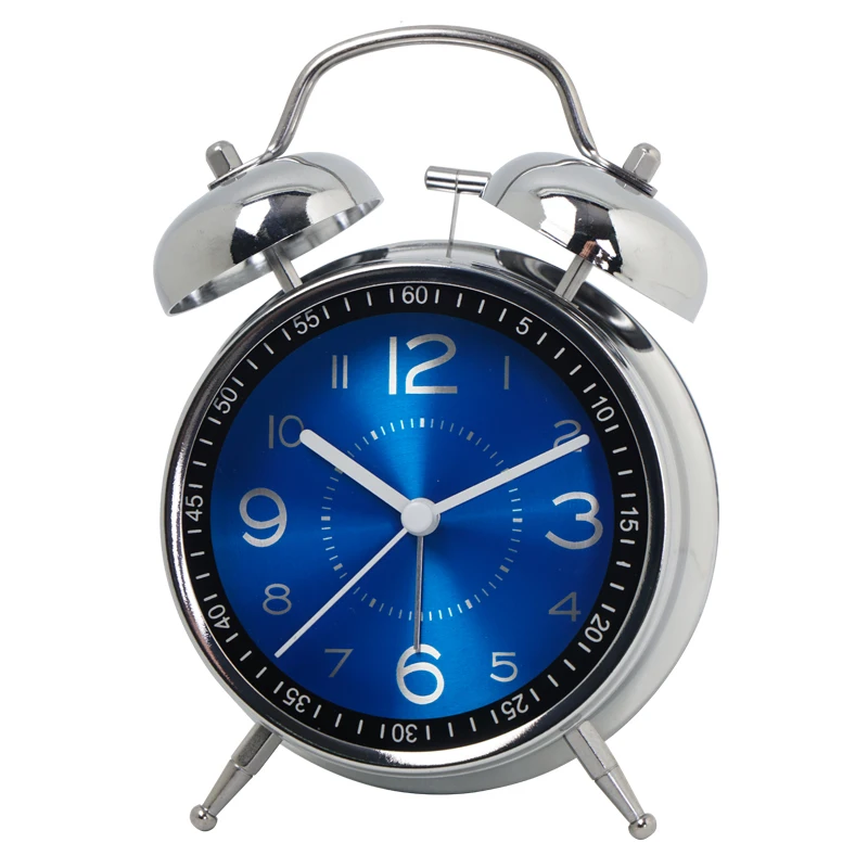Reloj despertador pequeño para estudiantes de arte del hierro, reloj de mesa silencioso a la moda para niños, reloj de cuarzo con puntero luminoso creativo de escritorio