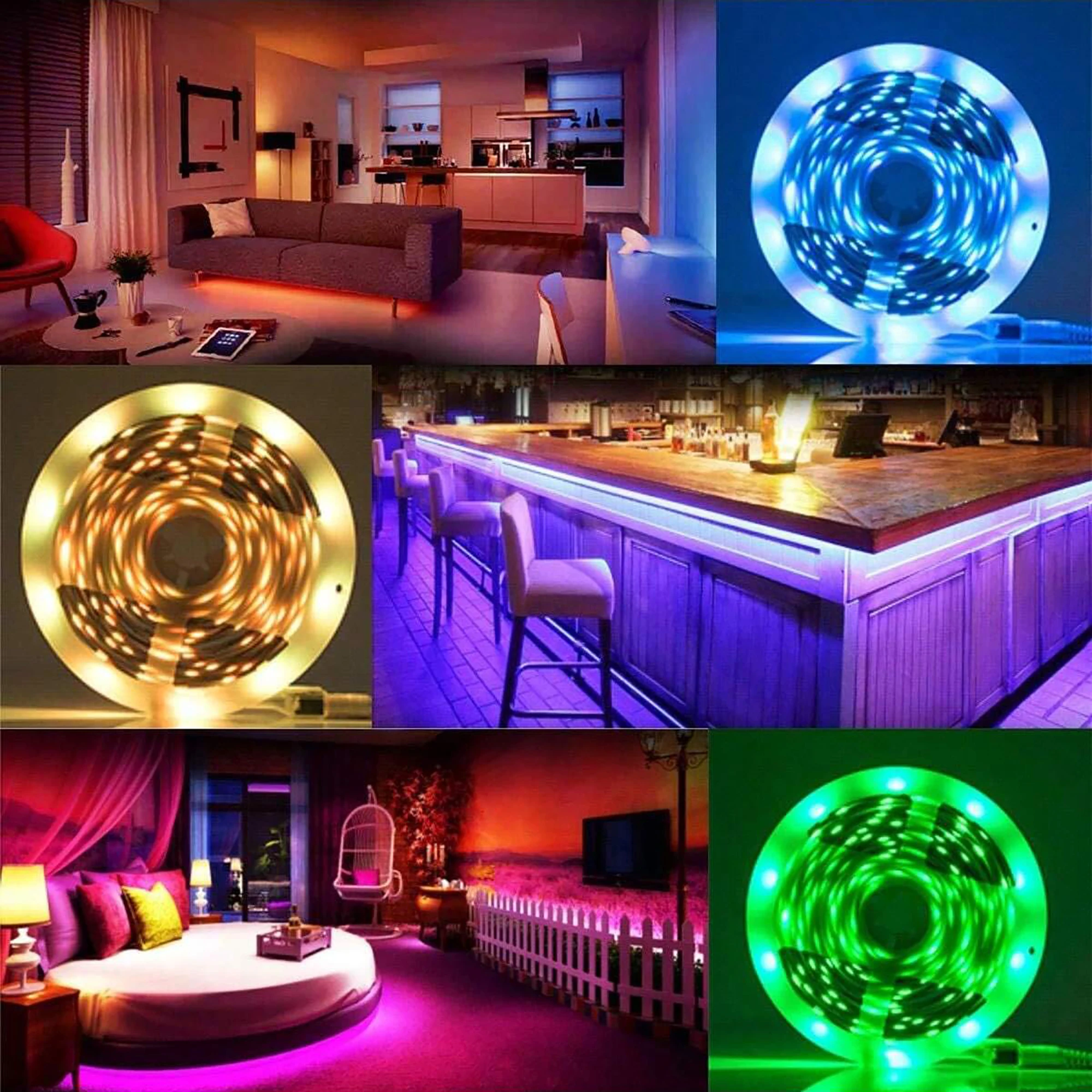 Tira de luces LED RGB inteligente de 25/50/100/130/200 pies, control por aplicación y control remoto de 24 teclas, sincronización con música, 24 V, múltiples modos para sala de estar, dormitorio, patio, fiesta, decoración de Halloween y Navidad