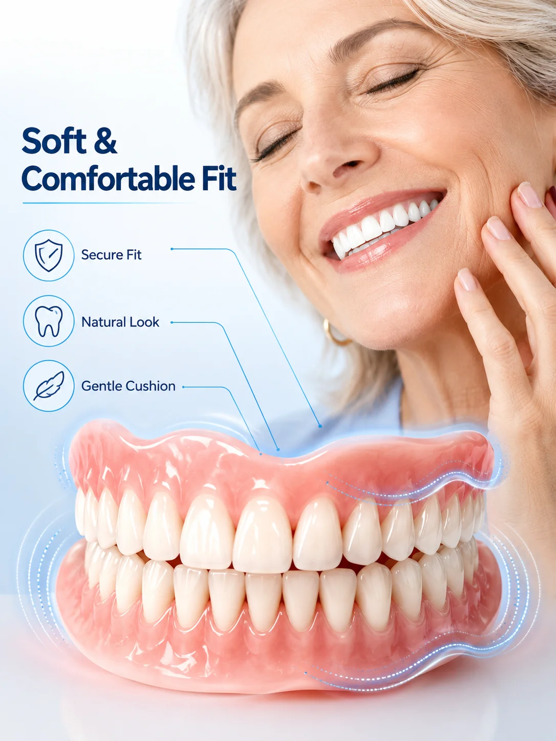 2026 Mejores Dentaduras Postizas de Silicona, Dentaduras Postizas Cómodas, Juego Completo, Naturales sobre las Encías, para Dientes Defectuosos, Removibles, Recupere la Confianza