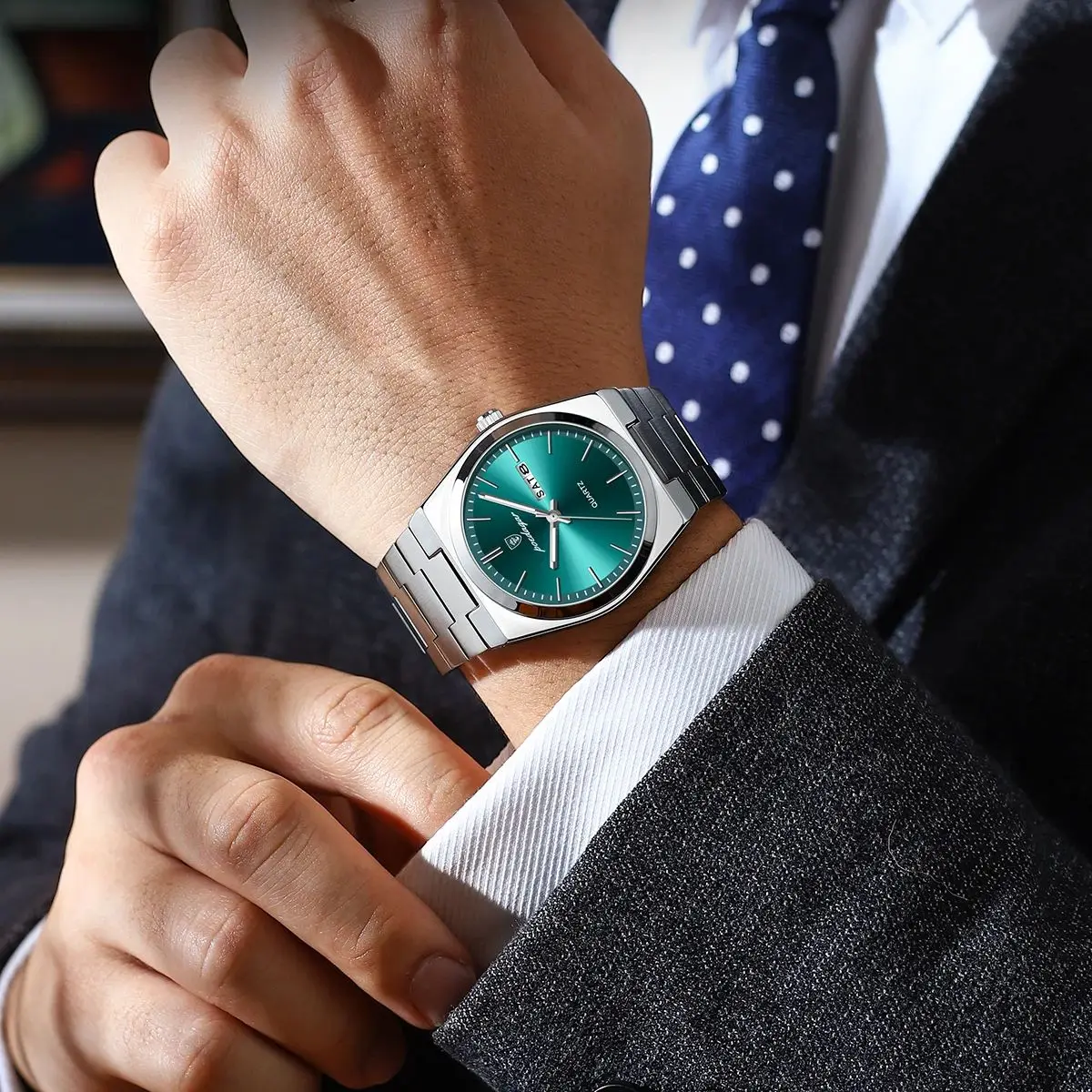 POEDAGAR, relojes de lujo para hombre, Reloj luminoso resistente al agua con fecha y semana para hombre, Reloj de pulsera informal de acero inoxidable a la moda de cuarzo para hombre, Reloj