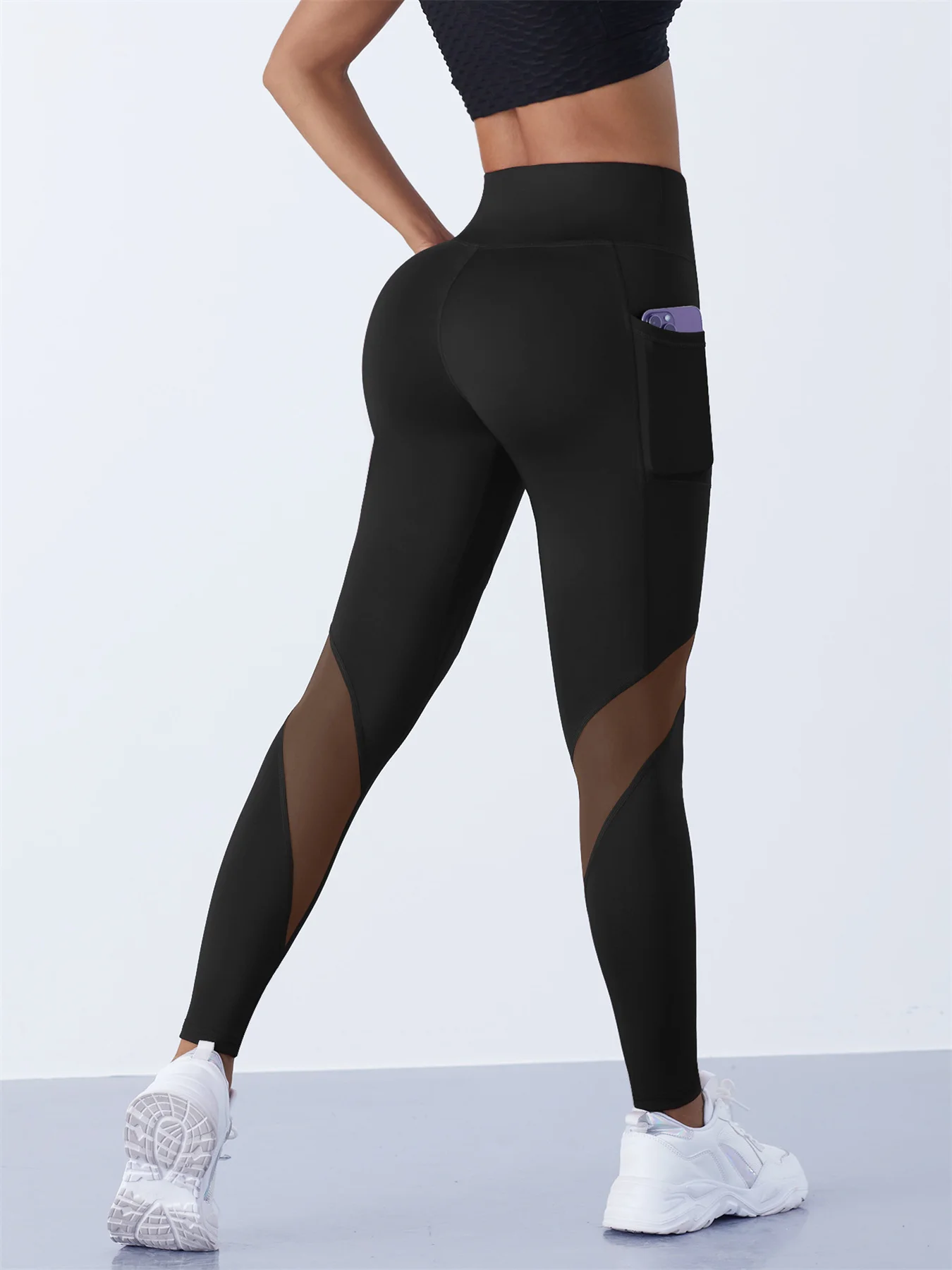 Pantalones de Yoga empalmados de malla para mujer, mallas moldeadoras, cintura alta, Control de barriga, levantamiento de caderas, entrenamiento para correr, pantalones deportivos para mujer
