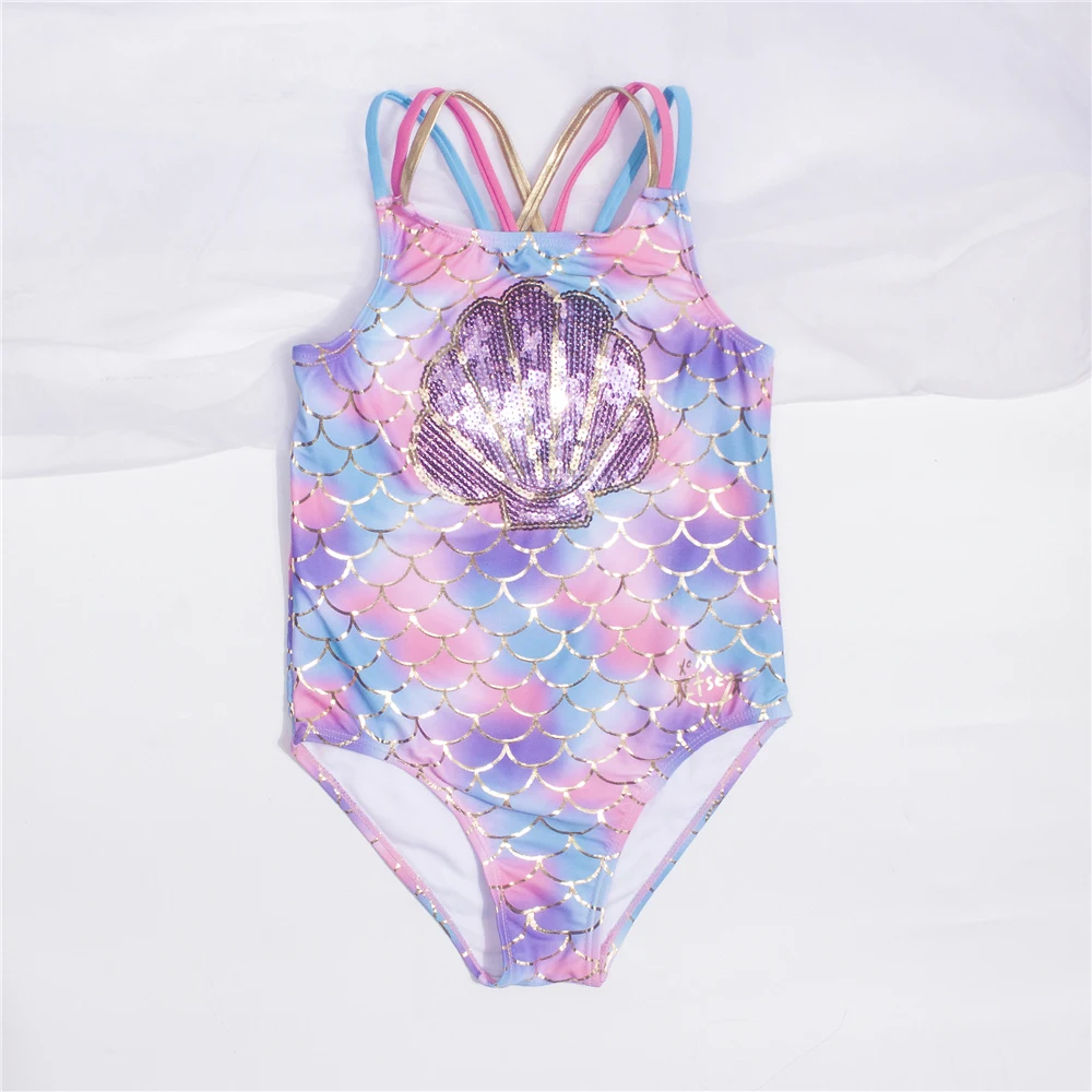 Traje de Baño para Niñas con Diseño de Escamas de Pescado 2026, Bordado en Forma de Concha, Traje de Baño de Una Pieza para Niñas, Ropa de Playa, Monokini