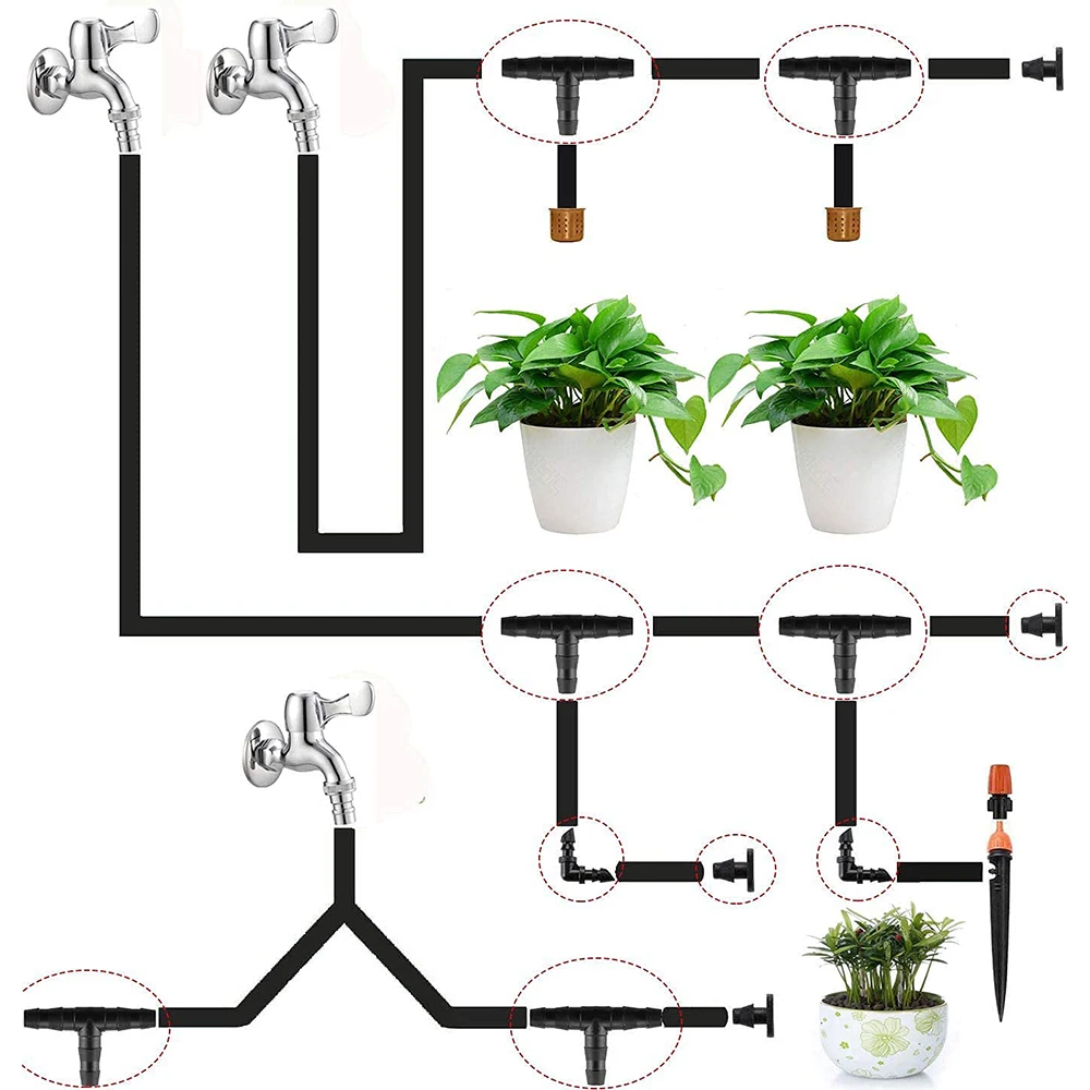 50 Uds conectores de púas accesorios de riego conectores de púas de riego por goteo accesorios de tubos de 4/7mm para maceta jardín césped