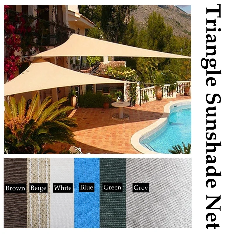 Red de sombra triangular para exteriores, telas Beige, sombreado Anti-UV, refrigeración, Gazebo de jardín, toldo de sombra personalizado, Red de sombreado solar, 90%