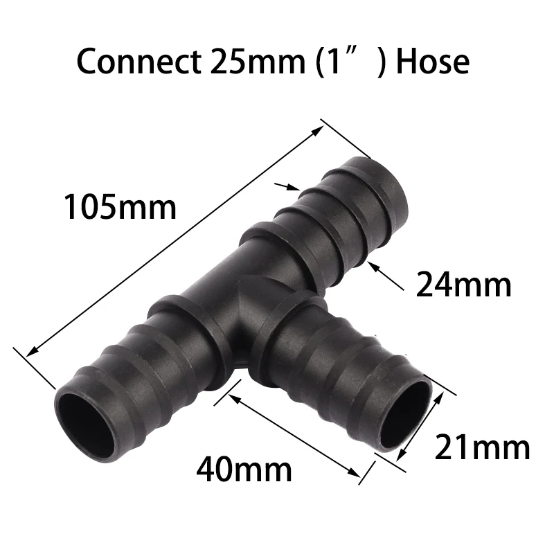 Conectores en T de 10 piezas de 16mm, 20mm y 25mm con púas para mangueras de riego de jardín, uniones de tuberías de agua, sistema de riego, piezas de 3 vías