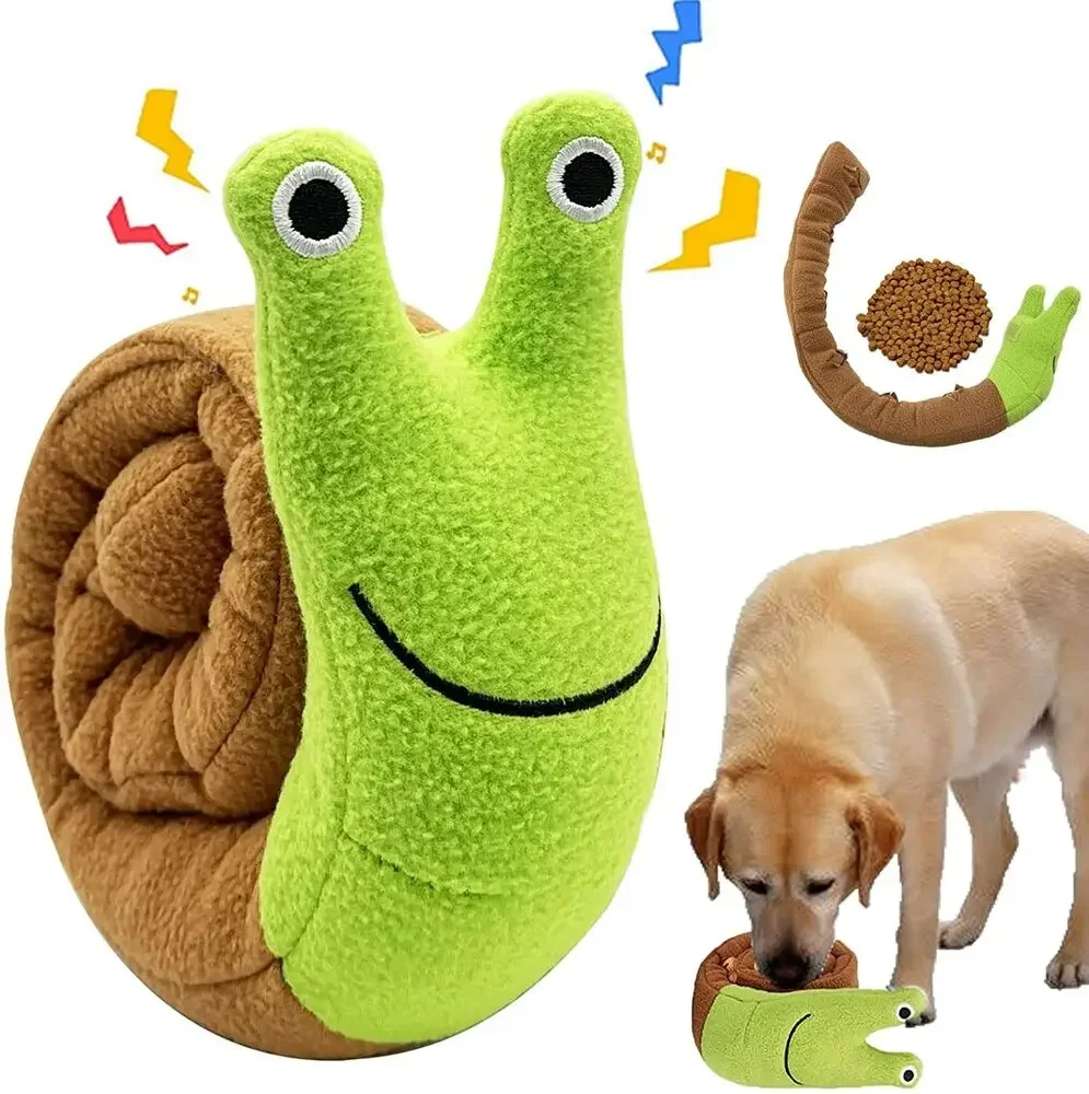 Juguetes chirriantes para perros, juguetes de caracoles de peluche para olfatear mascotas, rompecabezas molares de comida tibetana, juguetes interactivos para perros y gatos, rompecabezas para perros, alimentador de juguetes al por mayor