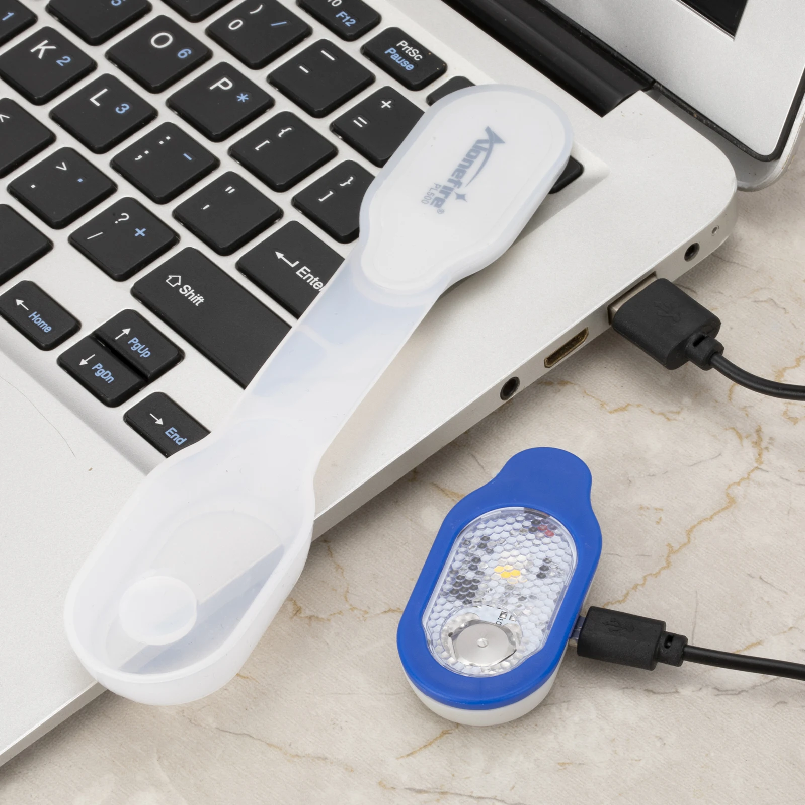 Carga USB seguridad silicona suave correr trabajo al aire libre niño lámpara correa senderismo perro Camping médico enfermera comprobar luz blanca cálida