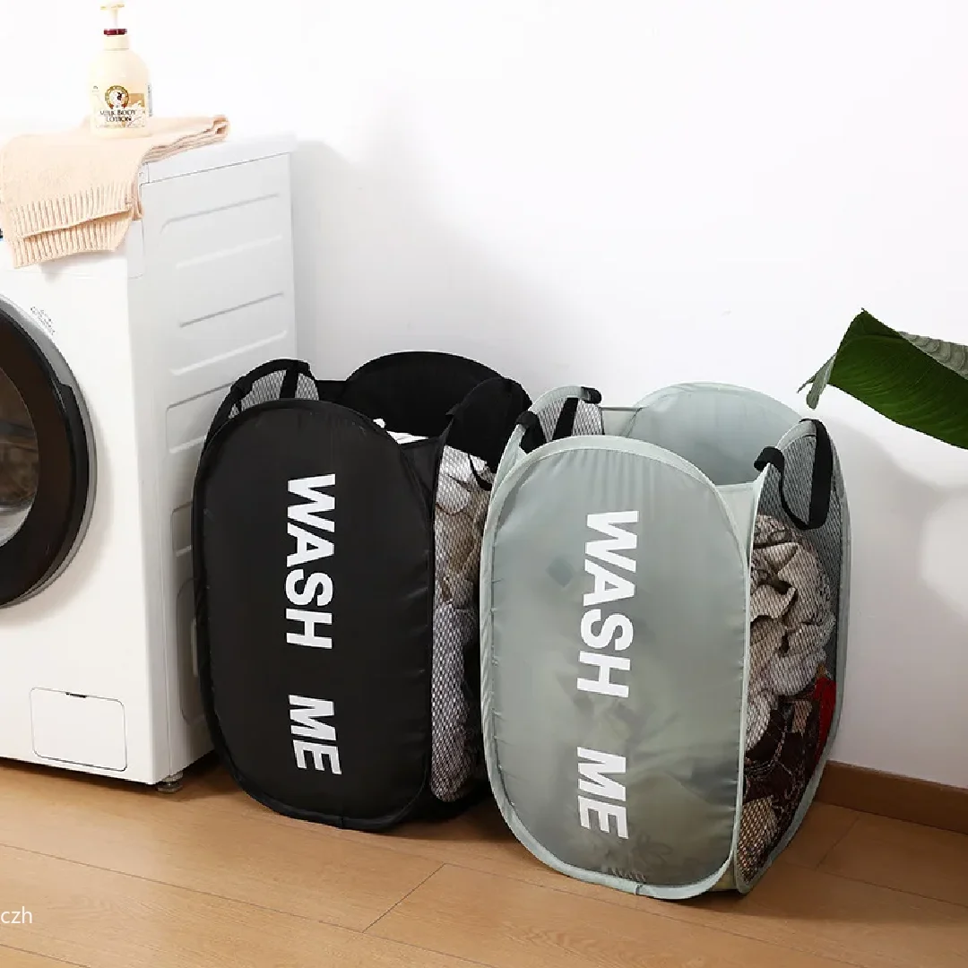 Cesto de Ropa Plegable Portátil de Malla con Abertura Amplia - Cesto de Lavandería Transpirable y Ahorrador de Espacio para Dormitorio, Viajes y Baño