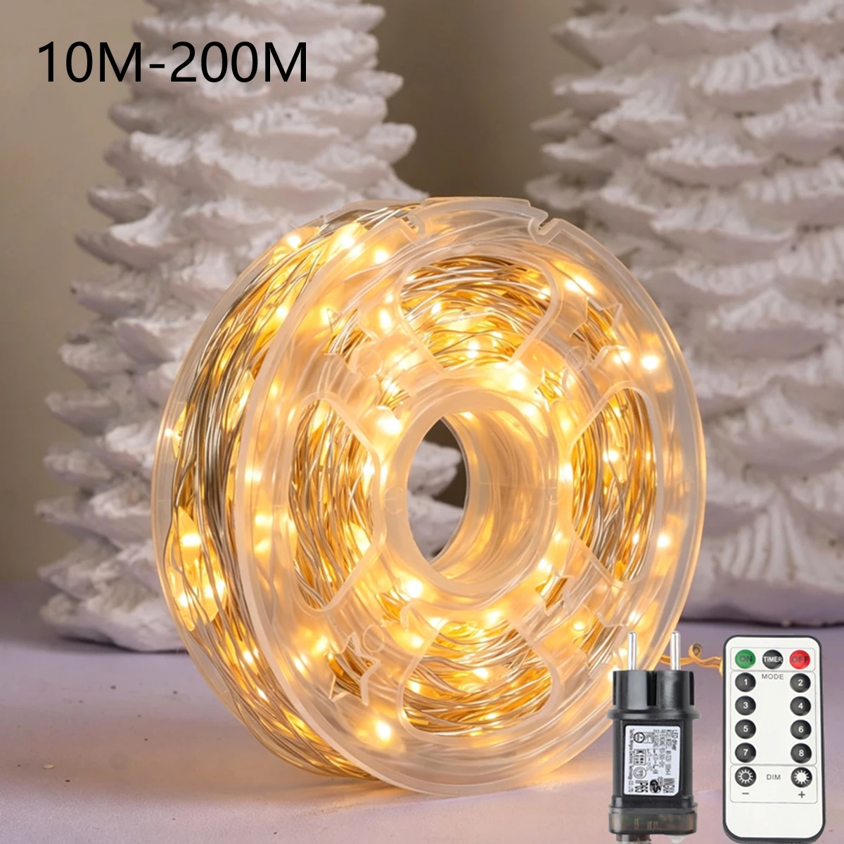 Guirnalda de luces LED de 50M/100M, guirnaldas de luces de alambre plateado, guirnalda de Navidad para boda al aire libre, árbol de Año Nuevo, decoración de fiesta en terraza
