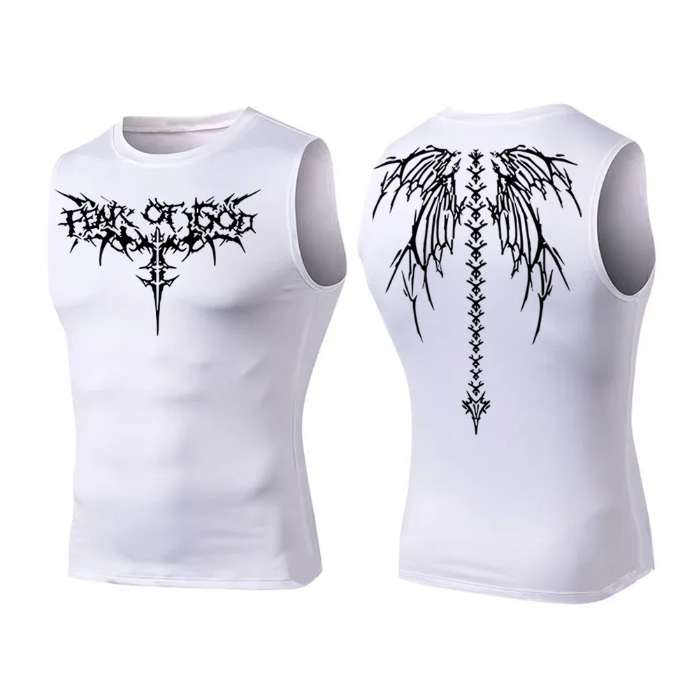 Camiseta de compresión Y2K para hombre, Top de entrenamiento, medias deportivas de verano, camiseta sin mangas para correr, camiseta sin mangas de secado rápido para Fitness, chaleco ajustado