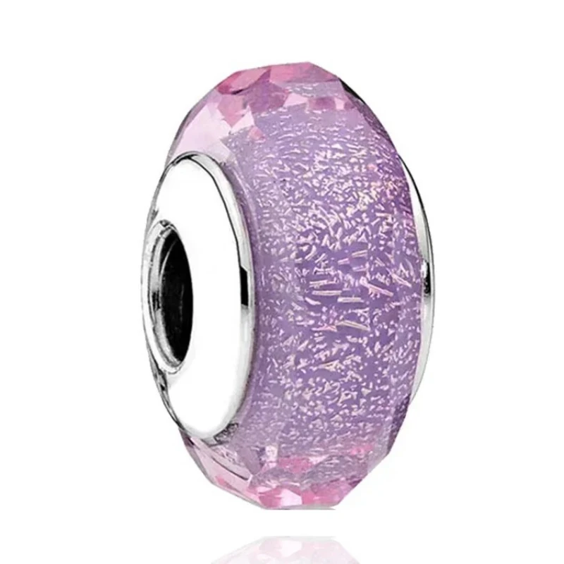 2025 cuentas clásicas de Plata de Ley 925 con forma de hoja de flor de colores, arcoíris cósmico, abalorios de cristal de Murano aptos para pulsera DIY, regalo de joyería para mujer