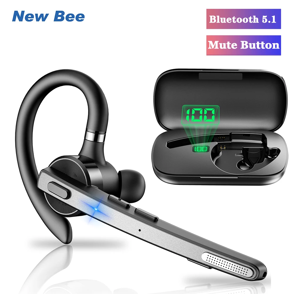 Nuevo Bee M53 auriculares Bluetooth inalámbricos auriculares de doble micrófono silencioso con cancelación de ruido auriculares manos libres para conductor Oficina
