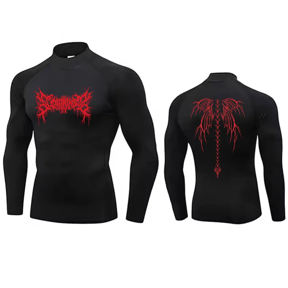 Camisa de compresión de cuello alto Y2K para hombre, gimnasio rápido, Fitness, protector de erupción seco, cuello alto, camisetas de culturismo atléticas musculares de verano