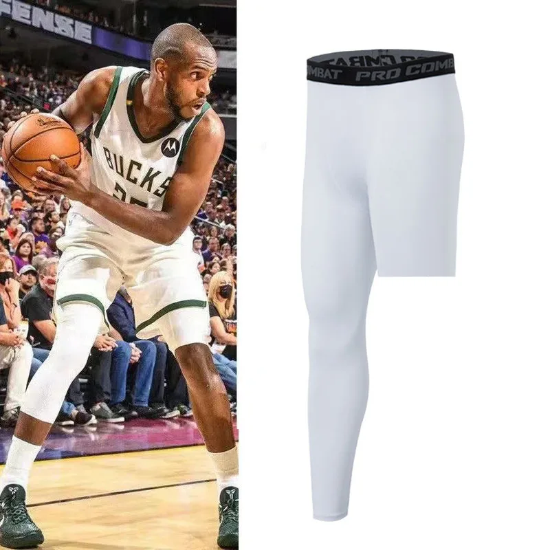 Mallas de compresión para hombre, mallas deportivas para gimnasio, mallas para correr, pantalones elásticos de secado rápido de una pierna, ropa deportiva para correr y baloncesto