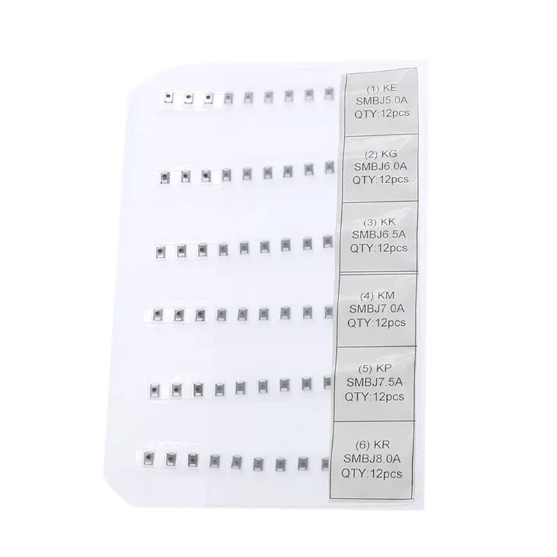 Kit surtido de diodos SMD TVS de 47 valores y 564 piezas SMBJ5.0A - SMBJ188A, juego surtido con libro de muestras