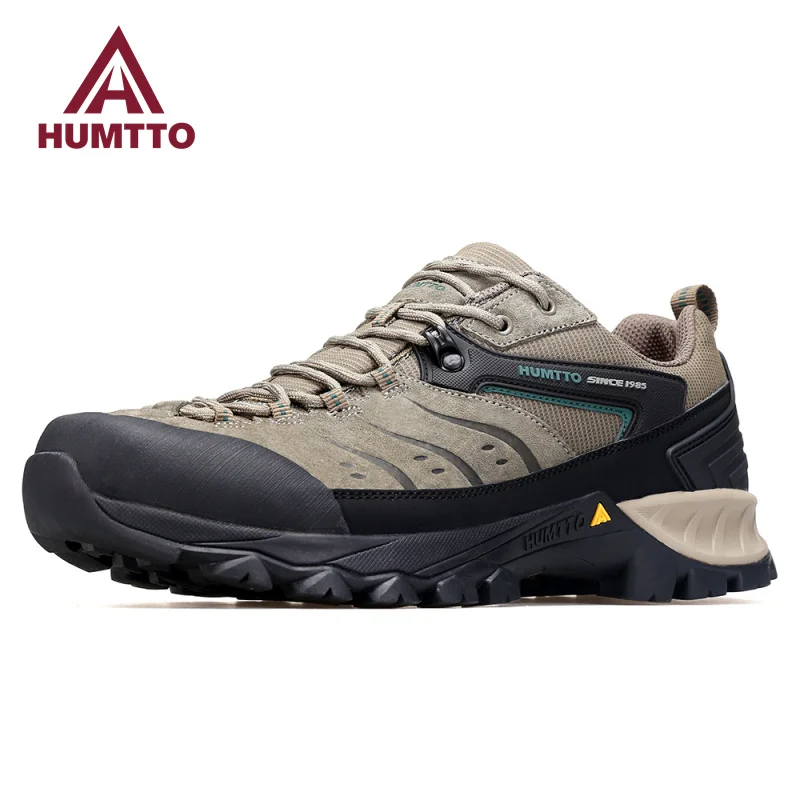 HUMTTO-zapatillas de deporte al aire libre para hombre, Botas de senderismo de cuero genuino, diseñador de lujo, escalada, Trekking, deportes de seguridad, zapatos de trabajo