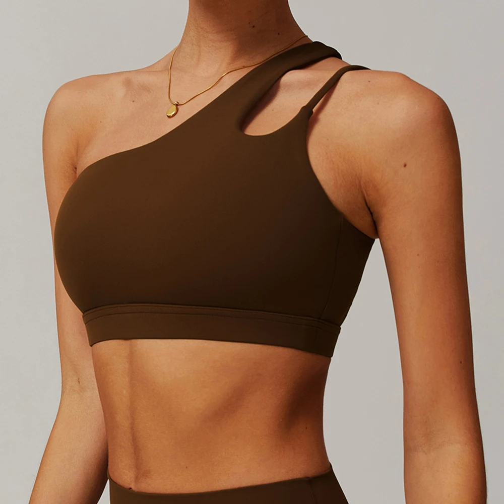 Sujetador deportivo a prueba de golpes para mujer, parte de atrás bonita, ropa interior deportiva para gimnasio, correas oblicuas para los hombros, sujetador para correr, Fitness y Yoga ﻿