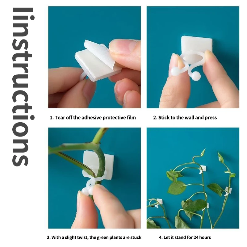 Gancho de hebilla fija autoadhesivo para pared trepadora de plantas, accesorio atado, gancho de hebilla de vid, Clips de vid trepadora para pared de plantas de jardín