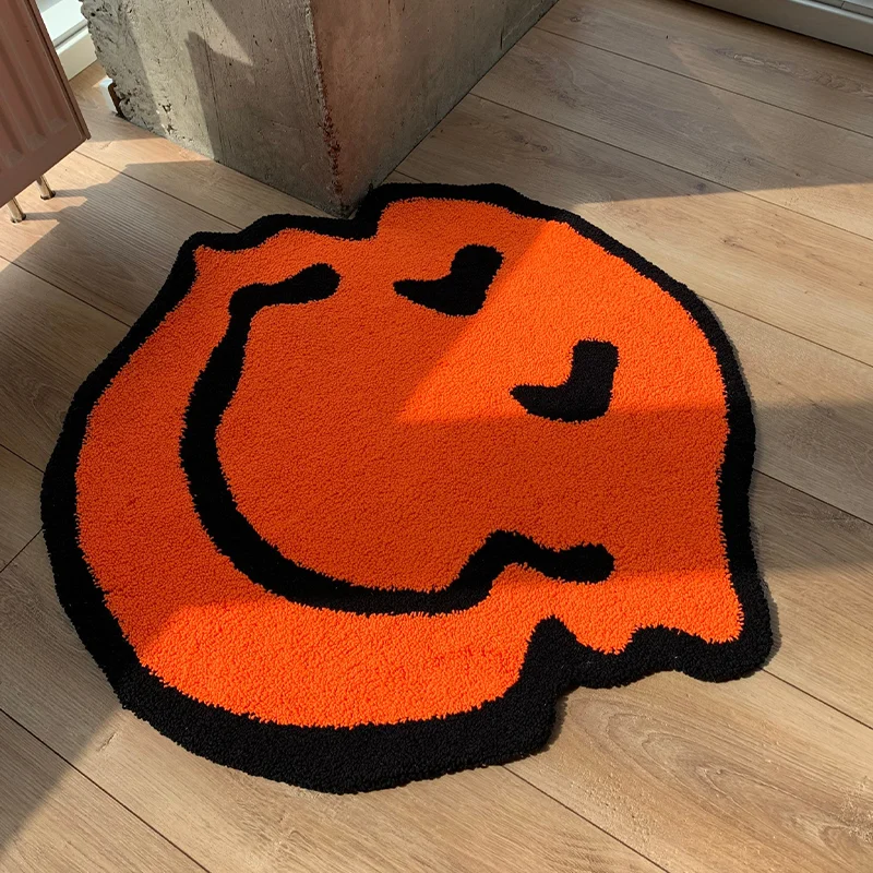 Alfombra acolchada trenzada y sonriente, alfombra puramente suave hecha a mano, adecuada para decoración de habitación, alfombras mullidas, dormitorio, baño independiente