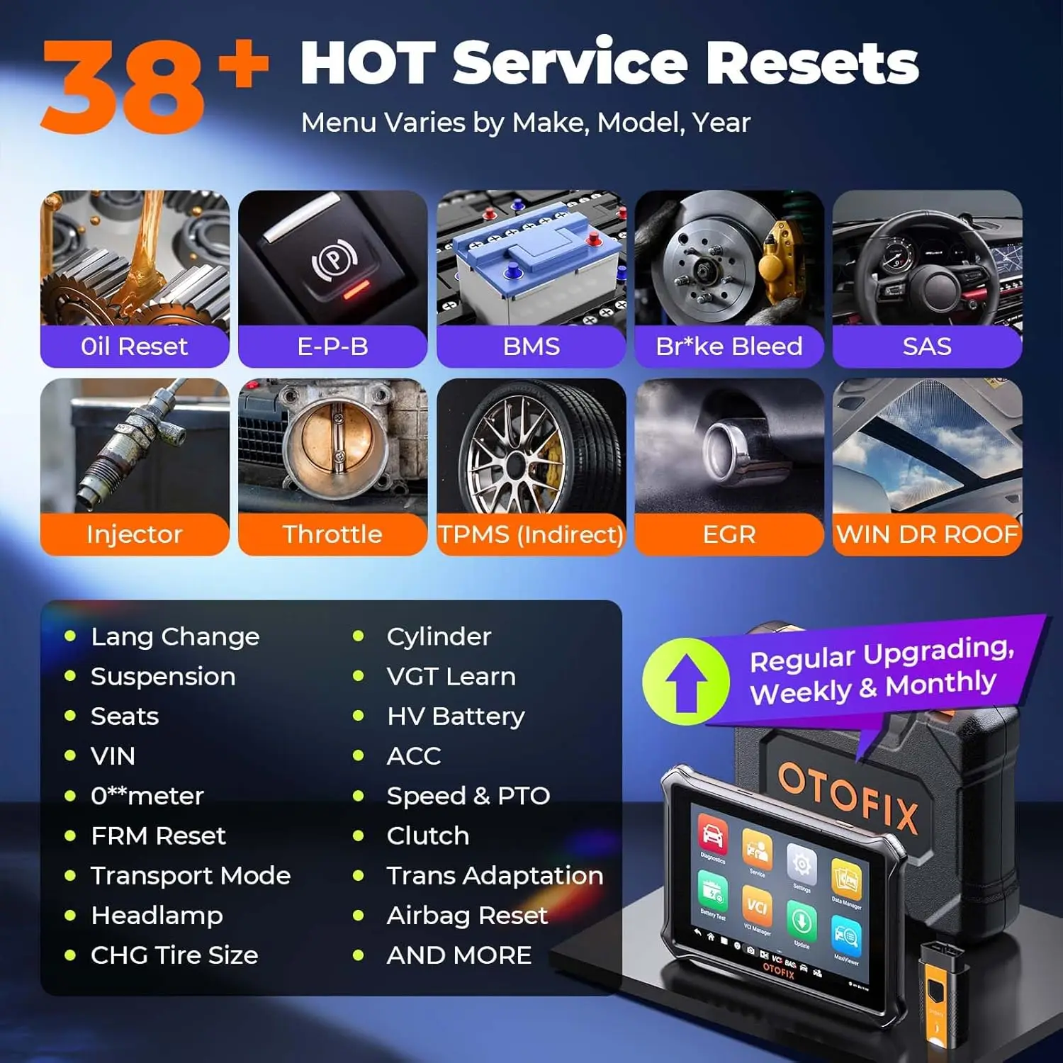 Escáner OBD2 automotriz OTOFIX D1 Lite, actualización de 2 años, Control bidireccional, herramienta de escaneo de diagnóstico de todos los sistemas, FCA SGW CAN FD y DoIP