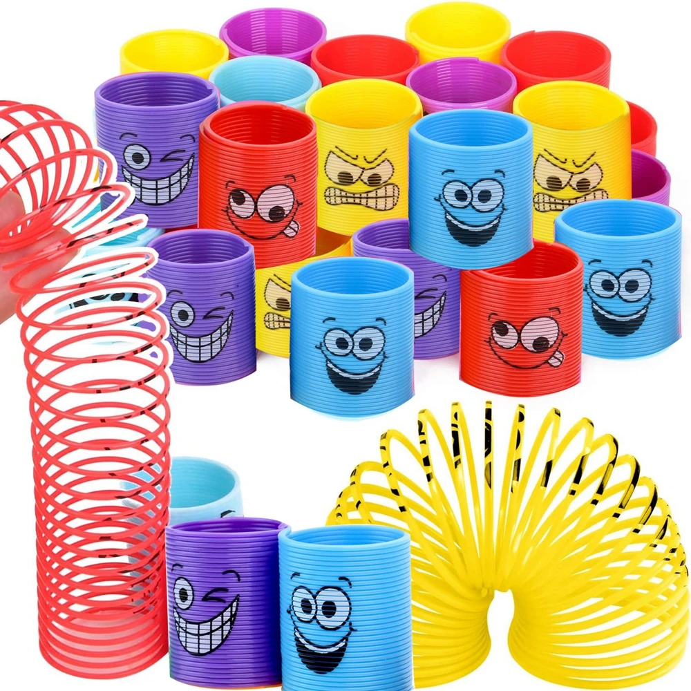 12 Uds. Para niños, niñas, niños, cara sonriente, primavera, arcoíris, magia, antiestrés, resortes en espiral, Mini juguetes a granel, juguetes de recuerdo de fiesta