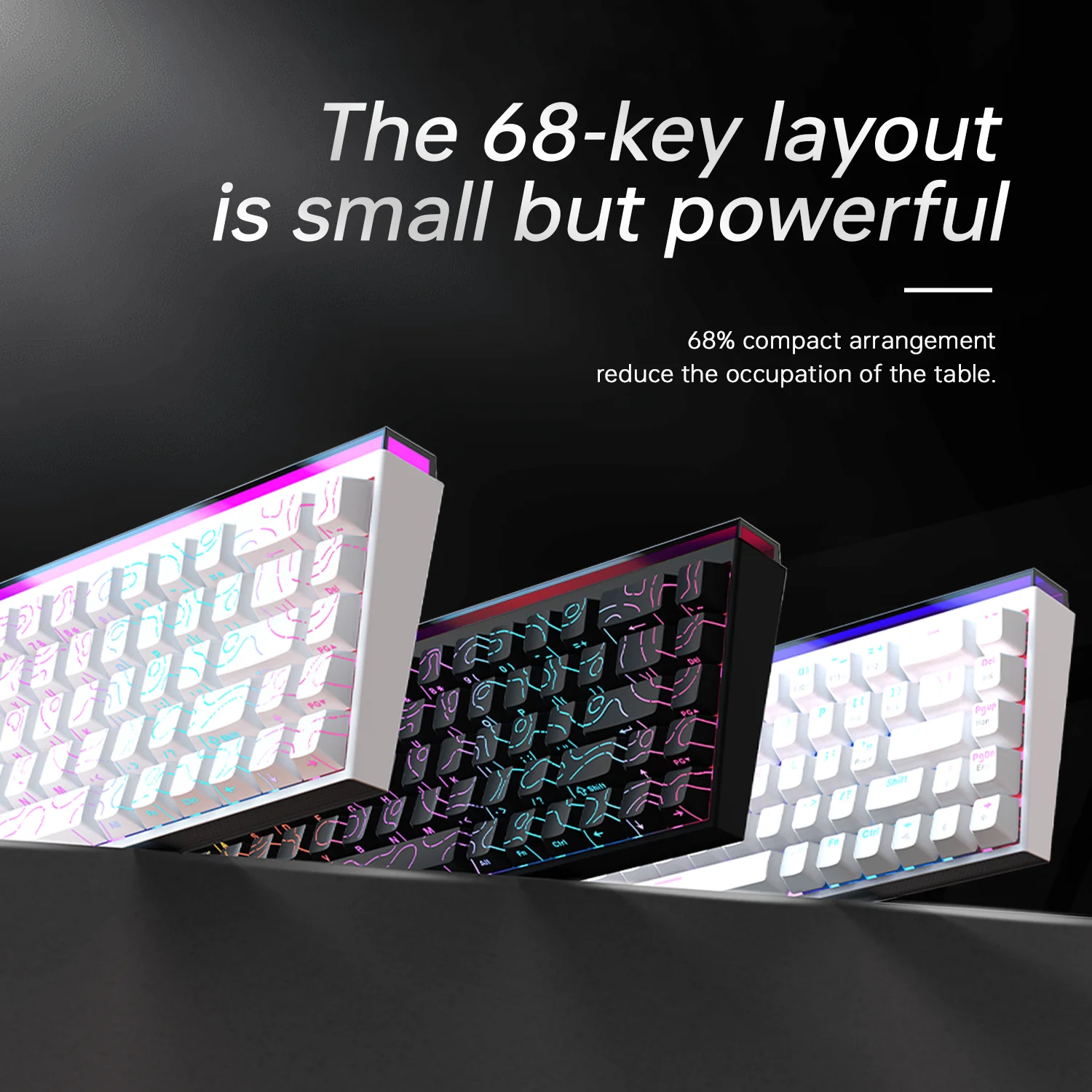 Nuevo Teclado Mecánico Ajazz Nacodex Nk68 con Teclas Terrain, Barra de Luz RGB, 68 Teclas, Conexión por Cable para Juegos y Oficina