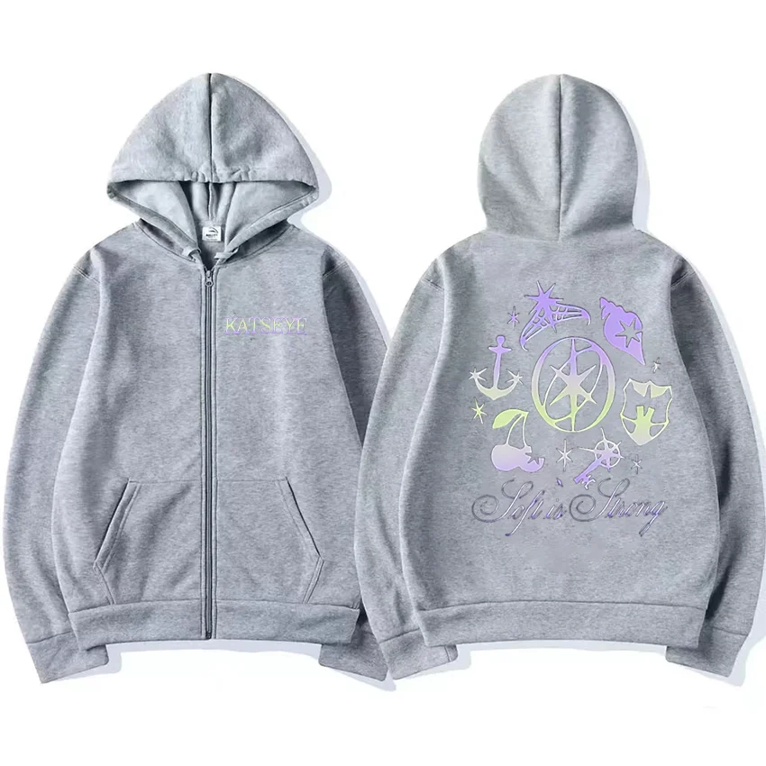 Katseye-chándal con gráficos vintage para hombre y mujer, tops de lana, ropa de moda, abrigo de Hip Hop, chaqueta con cremallera, ropa informal suelta, 2025