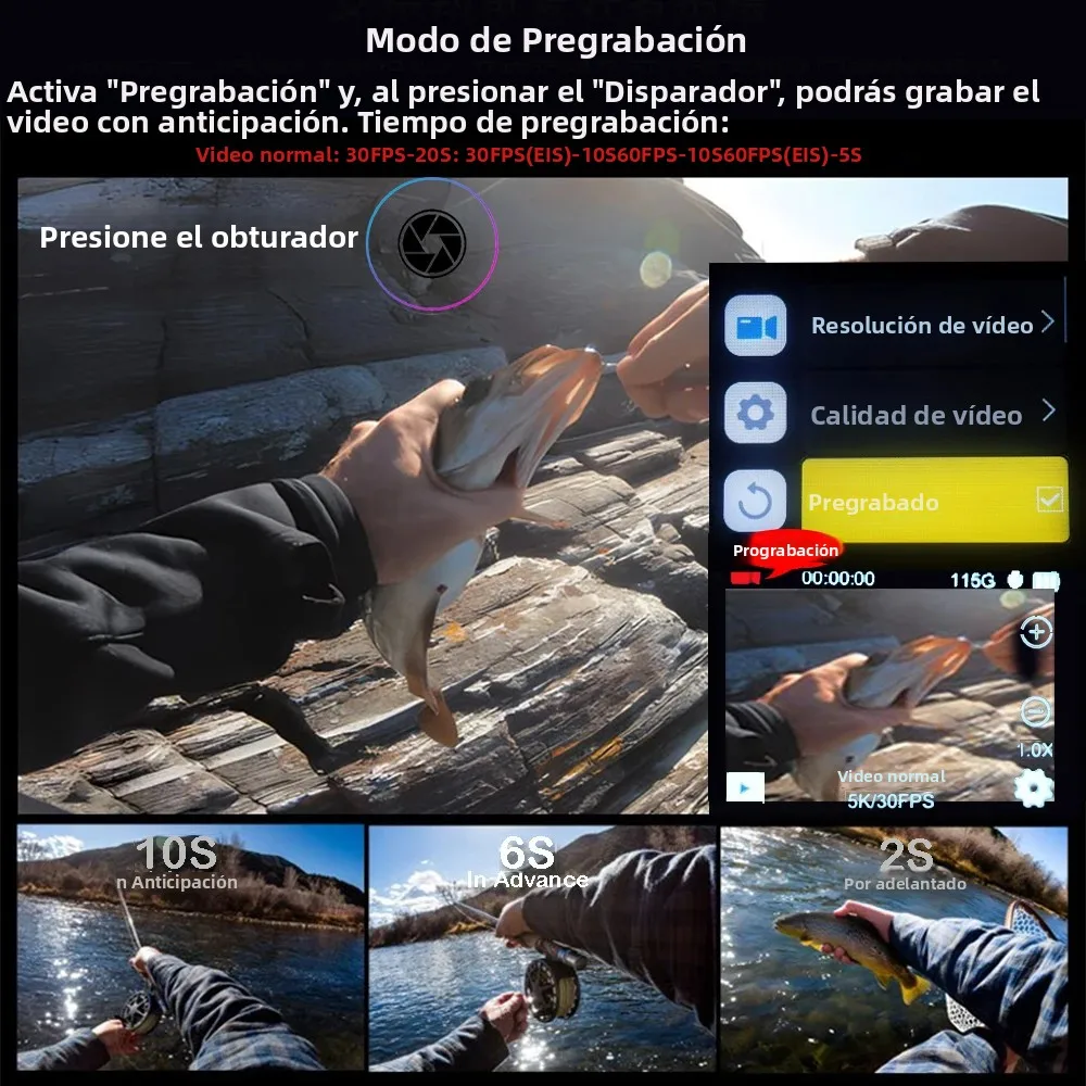 Cámara de Acción 5K 4K60FPS con Pantalla Táctil LCD IPS Dual, DVR, EIS 170 °   Cámara deportiva con zoom de 5 aumentos, resistente al agua hasta 30 metros, con micrófono inalámbrico y control remoto.