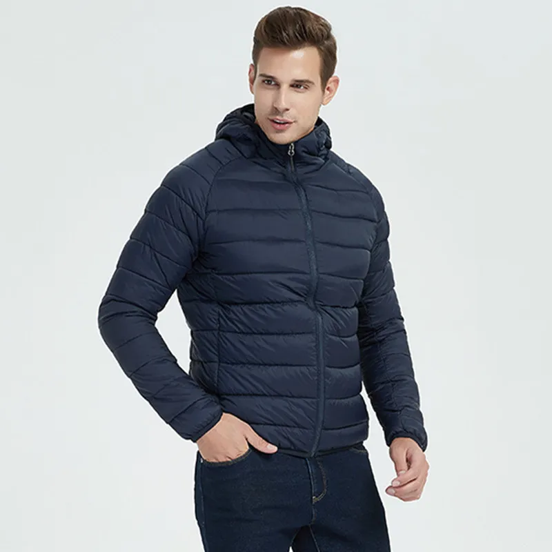 Chaqueta de algodón para senderismo para hombre, Parkas ligeras con capucha y bolsillo con cremallera, ropa de abrigo de moda, chaqueta acolchada informal y abrigo de invierno para hombre