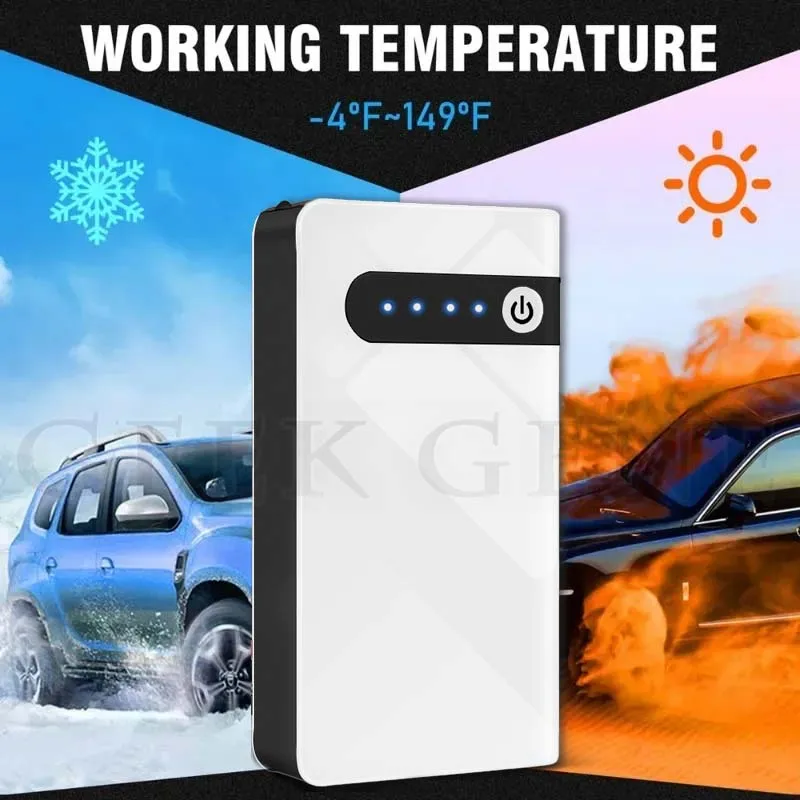 GKFLY nuevo cargador de batería de coche 2000A arrancador de batería de coche portátil cargador de refuerzo dispositivo de arranque de 12V banco de energía de 44,4Wh