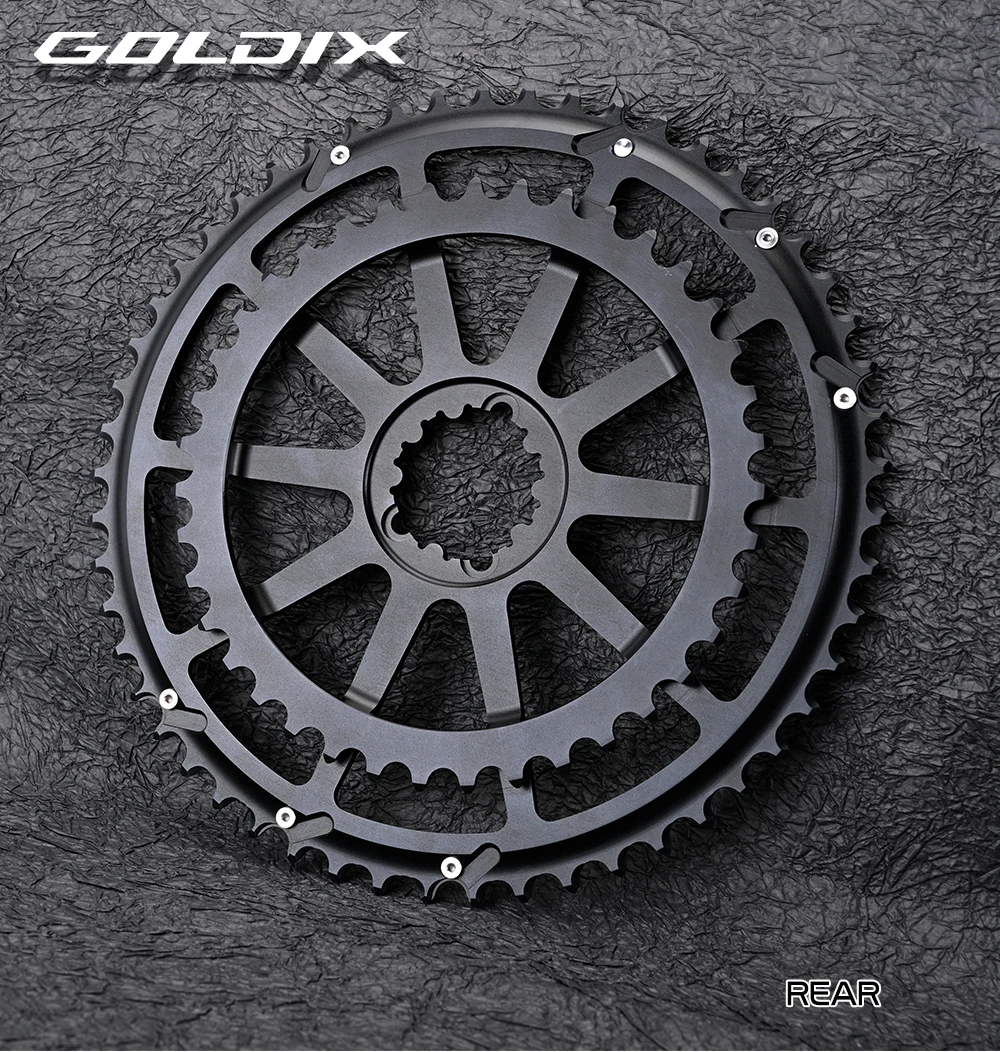 Plato de bicicleta de carretera GOLDIX 50-34T 52-36T 53-39T 10 11 rueda de cadena doble de 12 velocidades para bielas SR de montaje directo de 3 pernos
