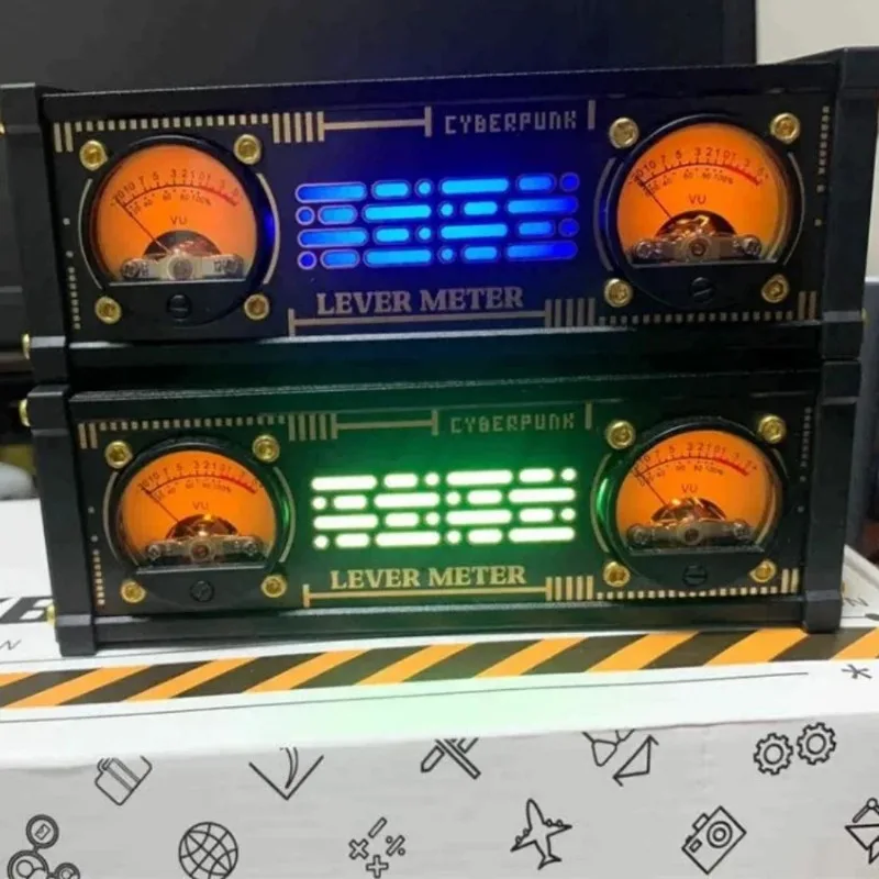 Medidor de nivel VU analógico electrónico, controlador de voz de luz RGB con decoraciones de escritorio retroiluminadas