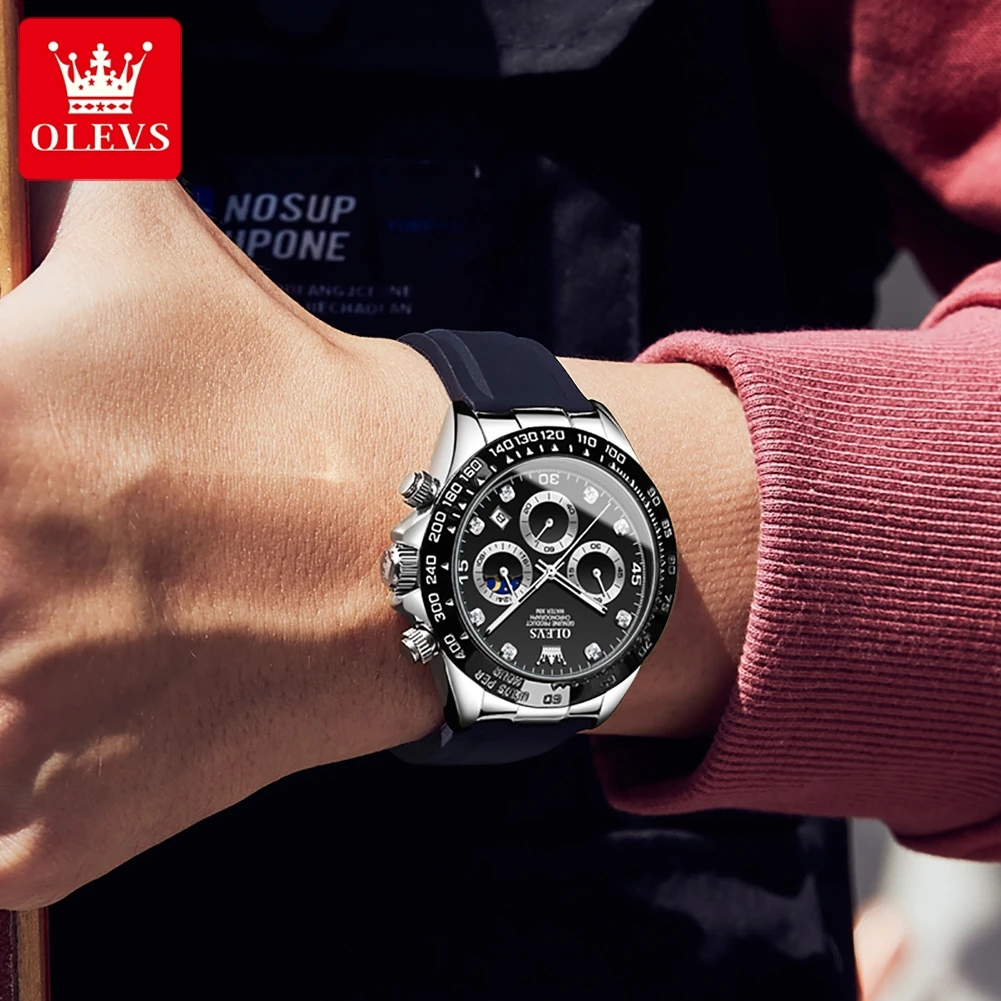 OLEVS-Reloj de lujo para hombre, cronógrafo de cuarzo, resistente al agua, luminoso, de pulsera, deportivo, 2875