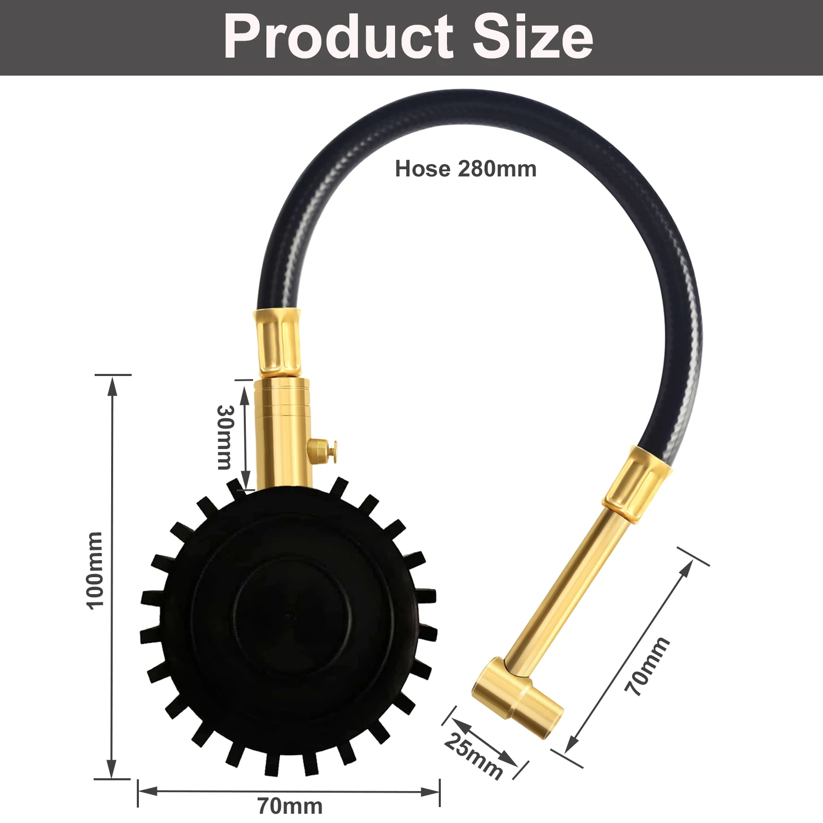 ATsafepro-medidor de presión de neumáticos de motocicleta, Portabrocas profesional de latón de 60 PSI y 90 grados, Portabrocas de ángulo recto para coche, bicicleta y SUV
