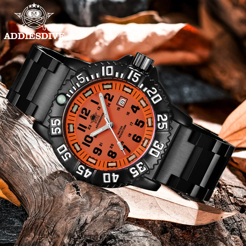 Reloj de Pulsera para Hombre ADDIESDIVE de 44mm, Resistente al Agua 50m, Esfera Luminosa Grande, Indicador de Fecha, Reloj de Cuarzo de Acero Inoxidable para Hombre