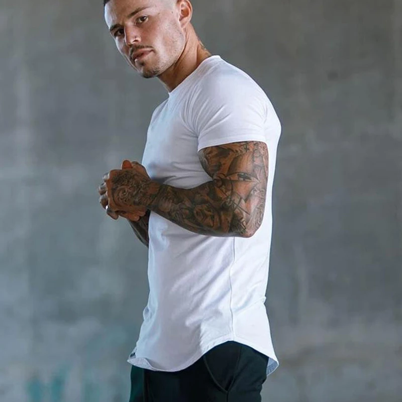 Ropa lisa, camiseta a la moda para hombre, algodón, transpirable, Fitness, manga corta, gimnasio, camiseta ajustada de verano para hombre, informal y cómoda