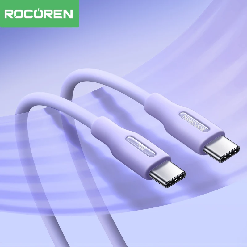 Rocoren-Cable USB tipo C de carga rápida para iPhone 15, Samsung, portátil, MacBook, iPad, PD, 100W