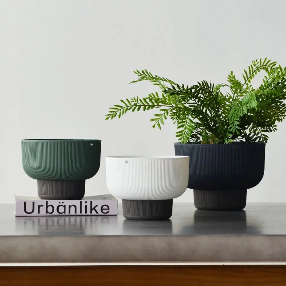 Macetas Colgantes con Autorriego, Blancas, Verdes y Grises, con Base Desmontable y Drenaje, para Plantas de Exterior