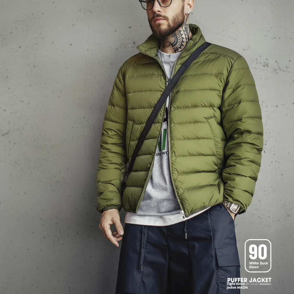 Maden-Chaqueta de plumón con cuello levantado para hombre, abrigo ligero con relleno de plumón de pato blanco hidrofóbico, capa interior cálida para otoño, invierno