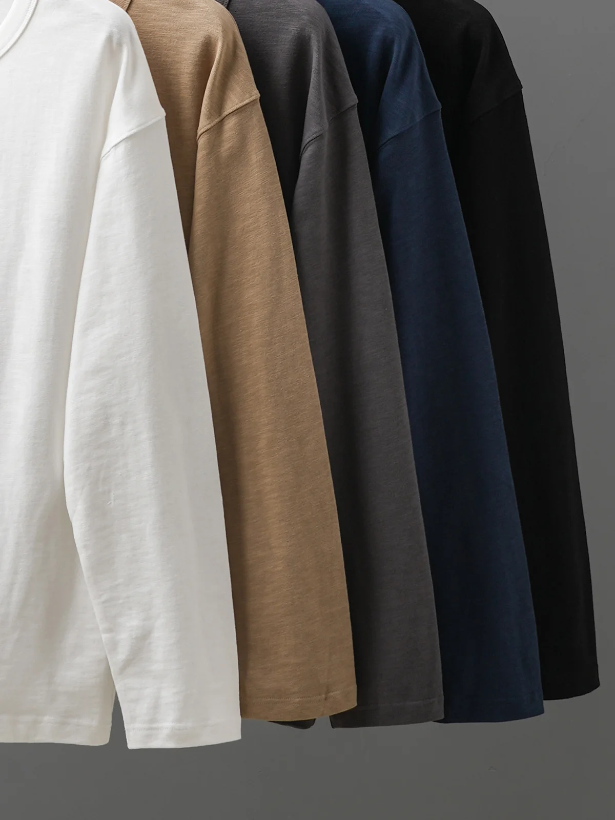 Dukeen 320G peso pesado 100% algodón Henley cuello camiseta para hombres de manga larga primavera otoño Casual Tops camisetas interiores de Color sólido