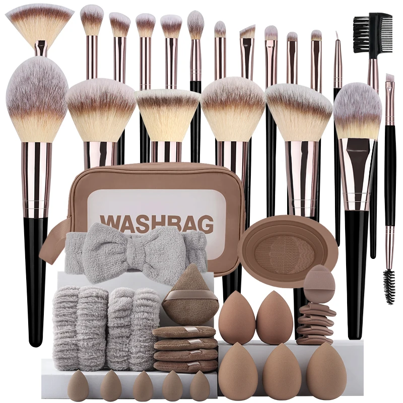 Juego de brochas de maquillaje de 3-20 piezas, sombra de ojos, base, colorete, resaltador, corrector, herramienta de belleza femenina, esponjas de belleza, esponjas para pulgar