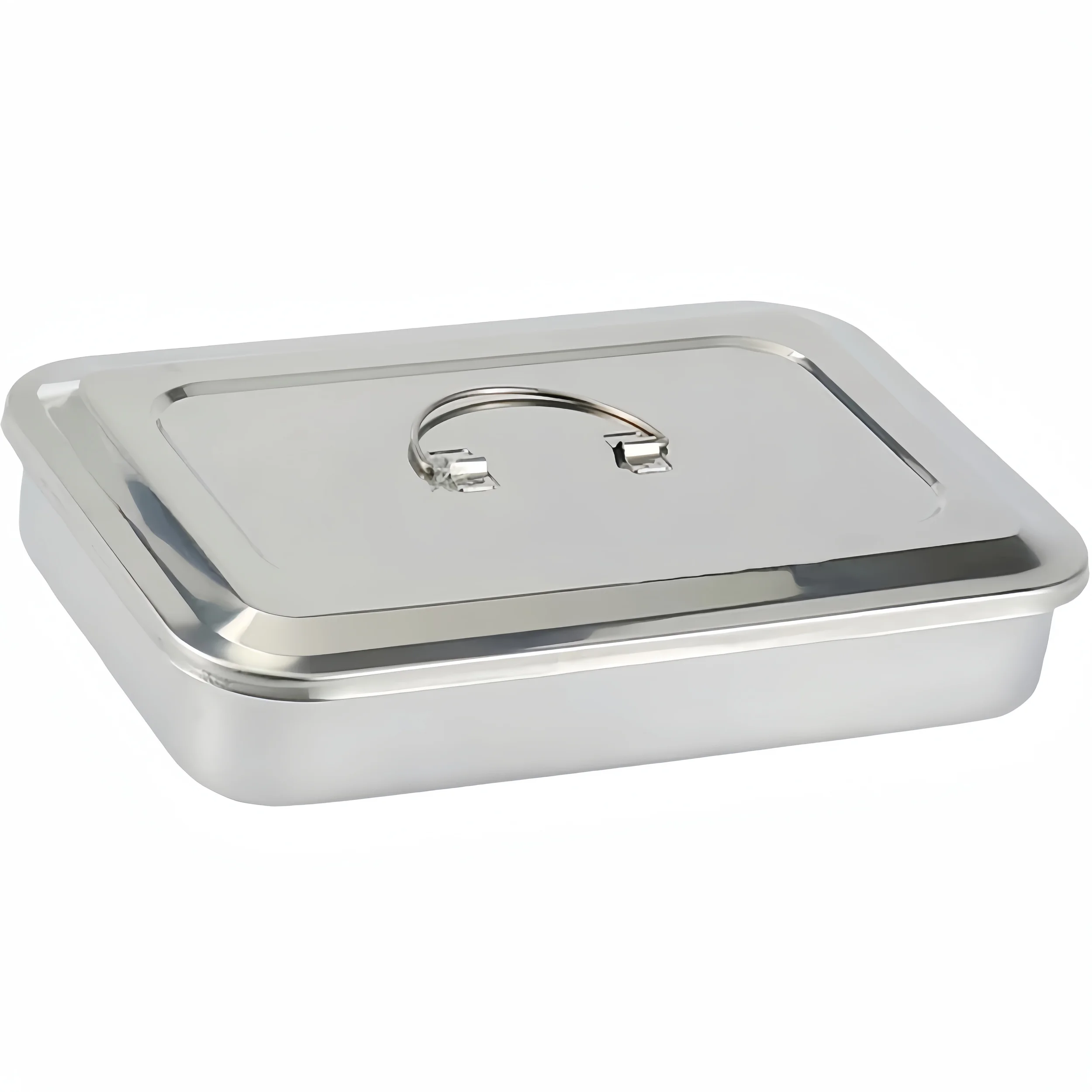 JUMTOP Bandeja de instrumentos dentales con tapa, equipos de enfermería quirúrgica de acero inoxidable, herramientas, contenedor esterilizador, almacenamiento de odontología
